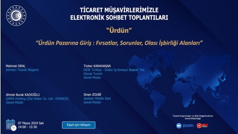 TİCARET MÜŞAVİRLERİMİZLE ELEKTRONİK SOHBET TOPLANTILARI – ÜRDÜN – 07.05.2024