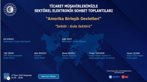 TİCARET MÜŞAVİRLERİMİZLE SEKTÖREL ELEKTRONİK SOHBET TOPLANTILARI – AMERİKA BİRLEŞİK DEVLETLERİ – 17.10.2024