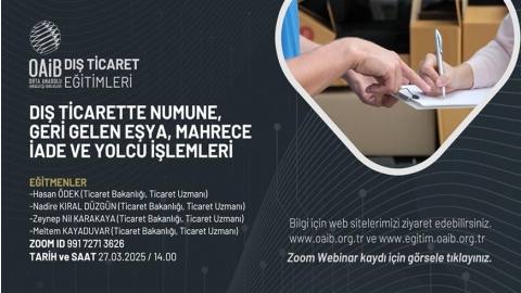 DIŞ TİCARETTE NUMUNE, GERİ GELEN EŞYA, MAHRECE İADE VE YOLCU İŞLEMLERİ